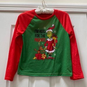 Unisex Pajama Top "I'M HERE FOR THE PRESENTS" with the Grinch, Size 10